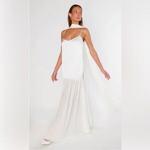 Show Me Your MuMu White Ivory Bridal Slip Gown with Scarf
